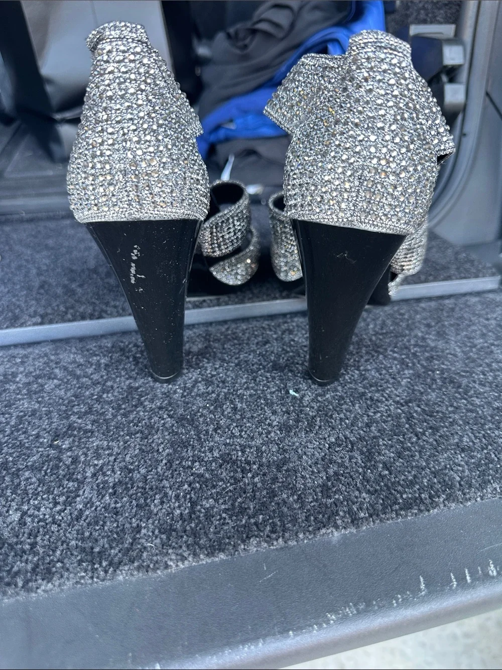 Michael Kors Crystal-Embellished Black Strappy Heels